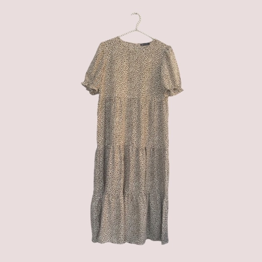 PRETTY GARDEN LEOPARD BOHO MAXI DRESS SIZE M